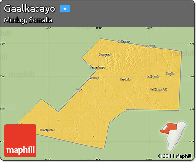 Savanna Style Map of Gaalkacayo, single color outside