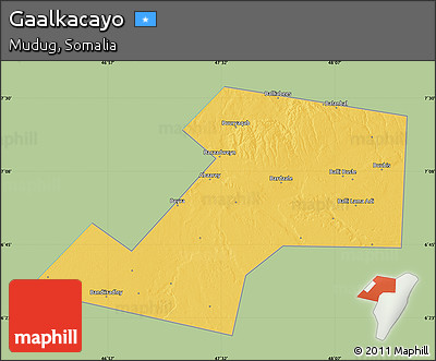 Savanna Style Map of Gaalkacayo, single color outside
