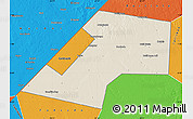 Shaded Relief Map of Gaalkacayo, political outside