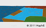Political Panoramic Map of Gaalkacayo, darken