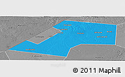 Political Panoramic Map of Gaalkacayo, desaturated