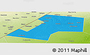 Political Panoramic Map of Gaalkacayo, physical outside