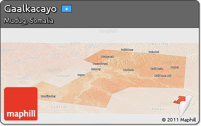 Satellite Panoramic Map of Gaalkacayo, lighten