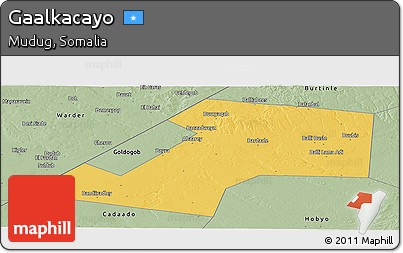 Savanna Style Panoramic Map of Gaalkacayo