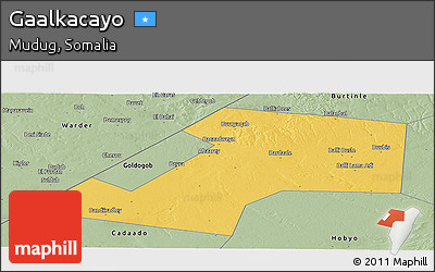 Savanna Style Panoramic Map of Gaalkacayo