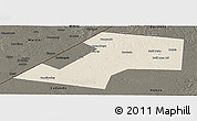Shaded Relief Panoramic Map of Gaalkacayo, darken