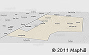 Shaded Relief Panoramic Map of Gaalkacayo, desaturated