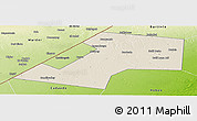 Shaded Relief Panoramic Map of Gaalkacayo, physical outside