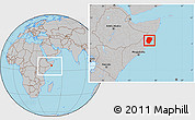 Gray Location Map of Hobyo, within the entire country