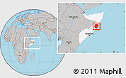 Gray Location Map of Hobyo, highlighted country, within the entire country