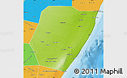 Physical Map of Hobyo, political outside