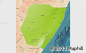 Physical Map of Hobyo, satellite outside