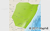 Physical Map of Hobyo, shaded relief outside