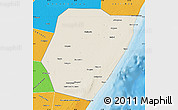 Shaded Relief Map of Hobyo, political outside