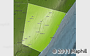 Physical Map of Xarardheere (Harardere), darken