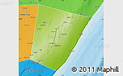 Physical Map of Xarardheere (Harardere), political outside