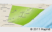 Physical Panoramic Map of Xarardheere (Harardere), shaded relief outside
