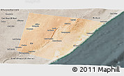 Satellite Panoramic Map of Xarardheere (Harardere), semi-desaturated