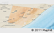 Satellite Panoramic Map of Xarardheere (Harardere), shaded relief outside
