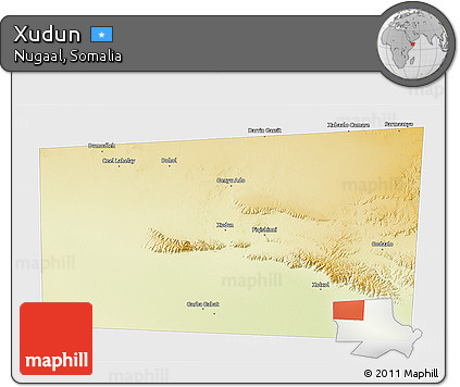 Physical 3D Map of Xudun, single color outside