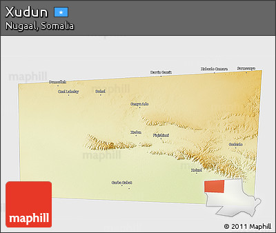 Physical 3D Map of Xudun, single color outside