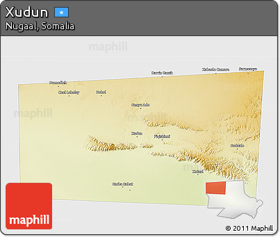 Physical 3D Map of Xudun, single color outside