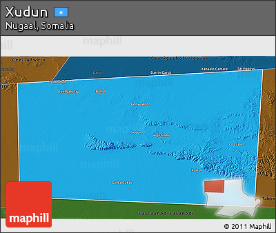 Political 3D Map of Xudun, darken