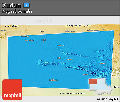 Political 3D Map of Xudun, physical outside