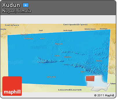 Political 3D Map of Xudun, physical outside