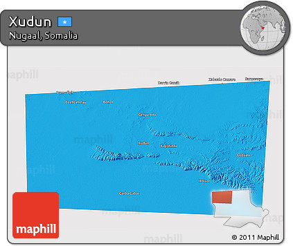 Political 3D Map of Xudun, single color outside