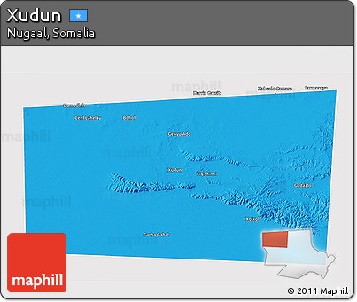 Political 3D Map of Xudun, single color outside