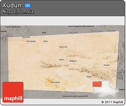 Satellite 3D Map of Xudun, darken, semi-desaturated