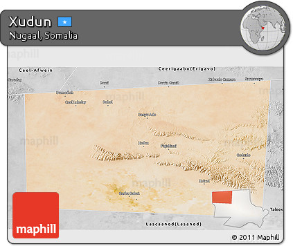 Satellite 3D Map of Xudun, desaturated
