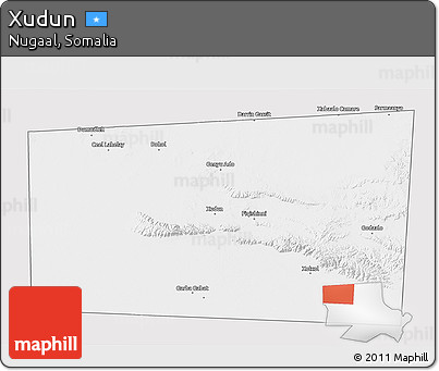 Silver Style 3D Map of Xudun, single color outside