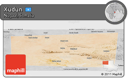 Satellite Panoramic Map of Xudun, desaturated