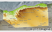 Physical 3D Map of Sanaag, darken, semi-desaturated