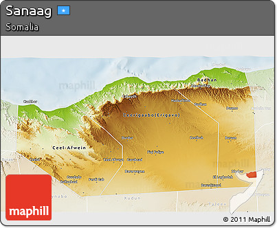 Physical 3D Map of Sanaag, lighten