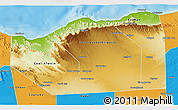 Physical 3D Map of Sanaag, political outside