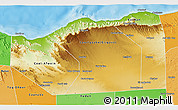Physical 3D Map of Sanaag, political shades outside
