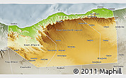 Physical 3D Map of Sanaag, semi-desaturated