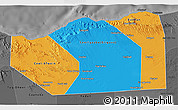 Political 3D Map of Sanaag, darken, desaturated