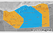 Political 3D Map of Sanaag, desaturated