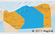 Political 3D Map of Sanaag, lighten