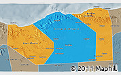 Political 3D Map of Sanaag, semi-desaturated