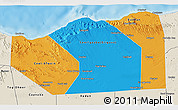 Political 3D Map of Sanaag, shaded relief outside