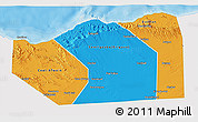 Political 3D Map of Sanaag, single color outside