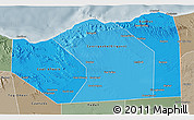 Political Shades 3D Map of Sanaag, semi-desaturated