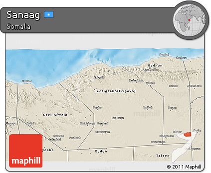 Shaded Relief 3D Map of Sanaag