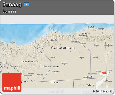 Shaded Relief 3D Map of Sanaag