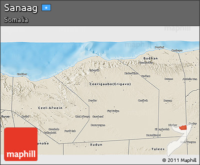 Shaded Relief 3D Map of Sanaag